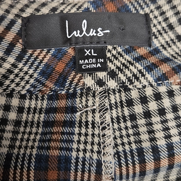 Lulus Checked and Stylish Tan Plaid High-Waisted Wide-Leg Pants size XL NWOT - Picture 6 of 7